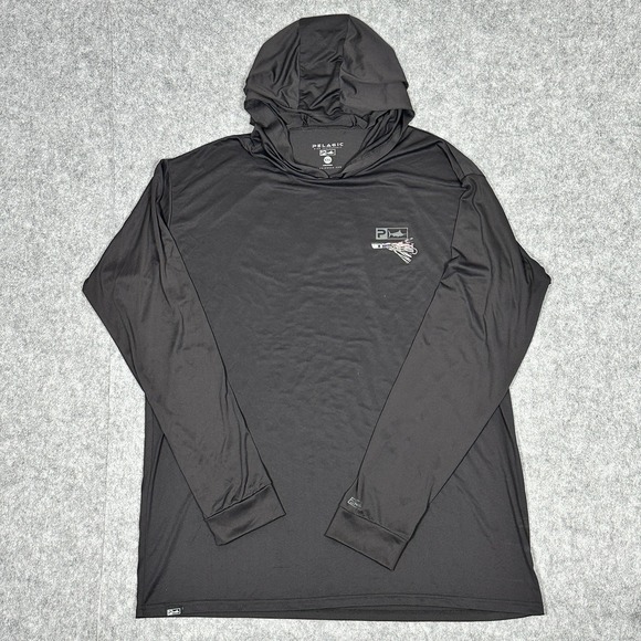 Pelagic Mens XXL Black Fishing Hoodie UPF High Performance White Marlin Open - Picture 2 of 11